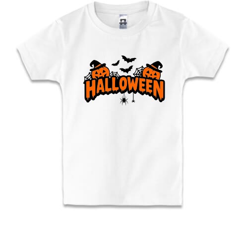 Дитяча футболка Надпись Halloween с тыквами