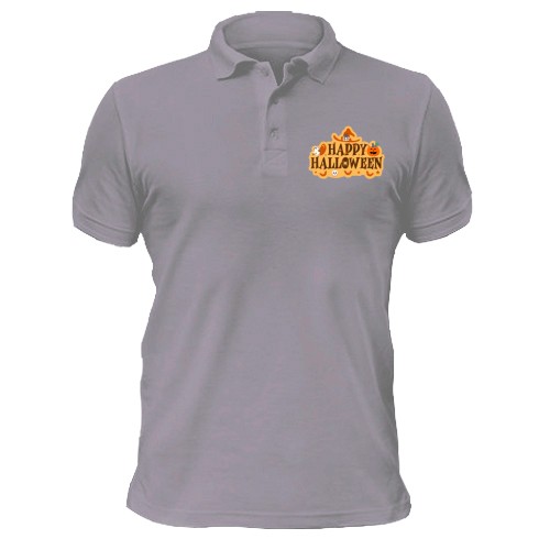 Футболка поло Happy Halloween (Вывеска)