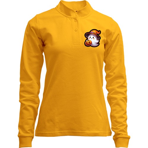 Лонгслив поло со стойкой Маленькое привидение с тыквой