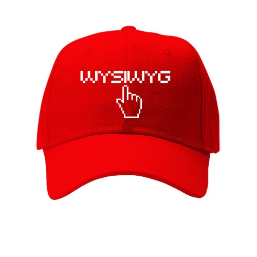 Кепка с пиксельной надписью «WYSIWYG» и курсором-рукой