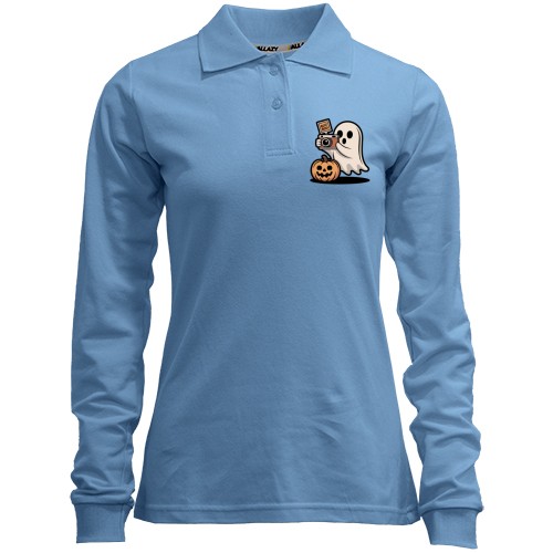 Лонгслив поло Привидение с фотоаппаратом