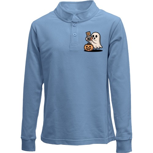 Детский лонгслив поло Привидение с фотоаппаратом