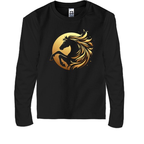Детская футболка с длинным рукавом с силуэтом лошади в круге
