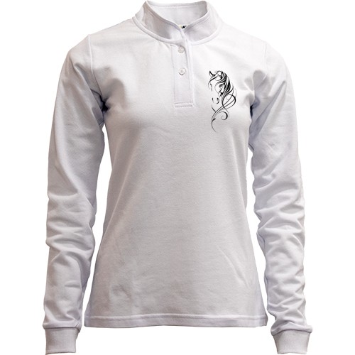 Лонгслив поло со стойкой с лошадью в стиле трайбл