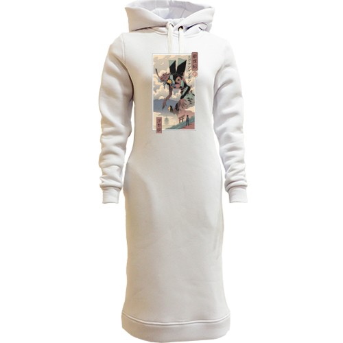 Женская толстовка-платье Евангелион - древняя гравюра