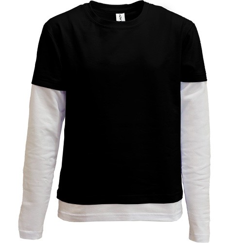 Комбінована дитяча чорна футболка з довгими рукавами 