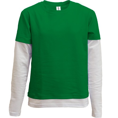 Комбінована дитяча зеленая футболка з довгими рукавами 