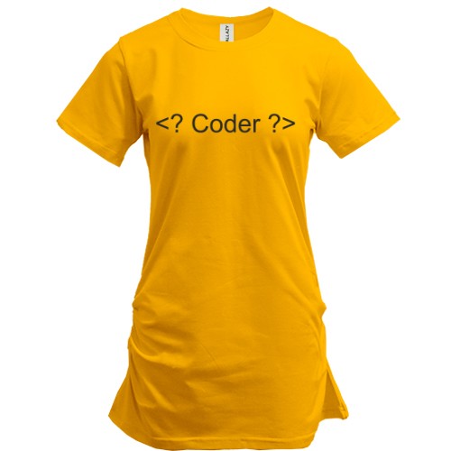 Удлиненная футболка с надписью «<? Coder ?>»
