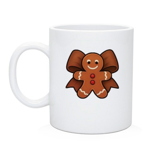 Чашка Новогодняя печенька с бантом