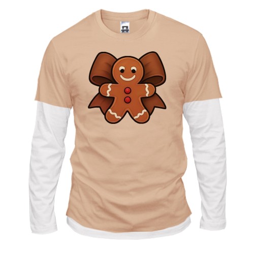 Комбінований лонгслів Новорічне печиво із бантом