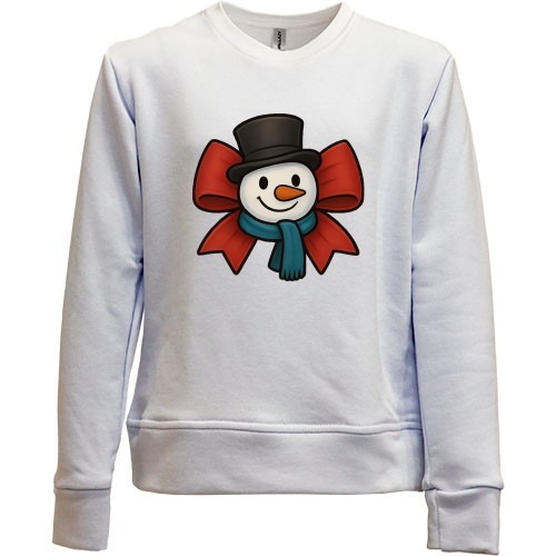 Детский свитшот без начеса Снеговик с бантом