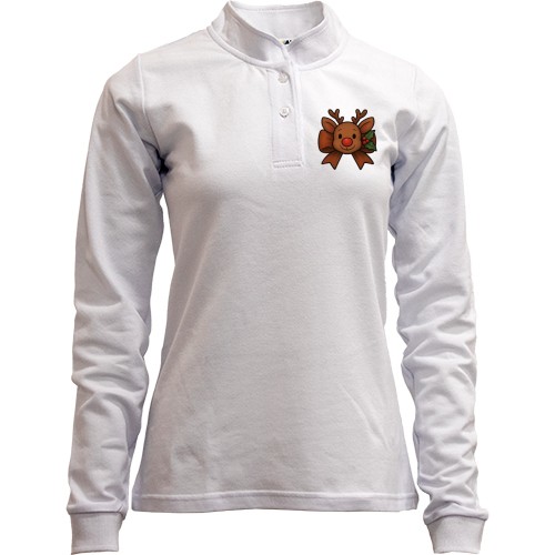 Лонгслив поло со стойкой Олененок с бантом