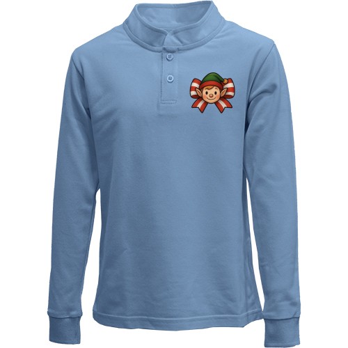 Детский лонгслив поло Новогодний эльф с бантом