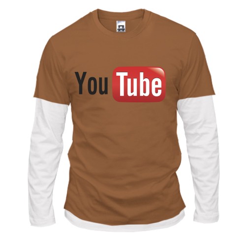 Чоловічий лонгслів з подвійним рукавом із класичним логотипом YouTube