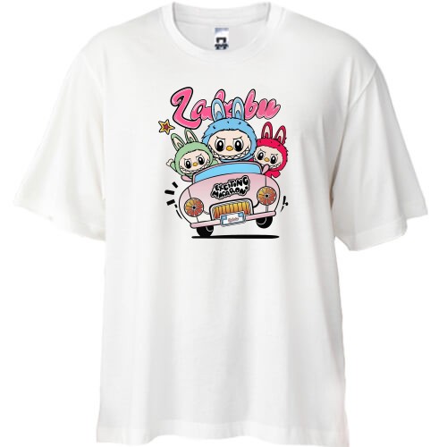 Футболка Oversize Лабубу на автомобілі