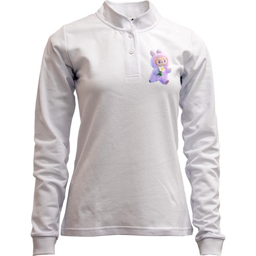 Лонгслив поло со стойкой Labubu розовый (2)