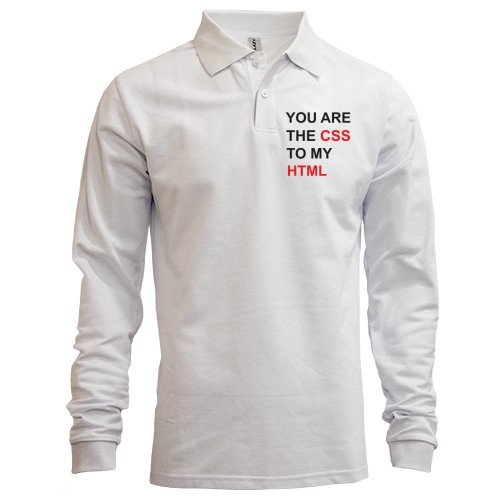 Мужской лонгслив поло с надписью «YOU ARE THE CSS TO MY HTML»