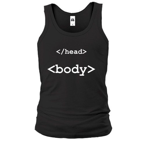 Чоловіча майка з HTML-тегами «</head></head>» та «<body>»