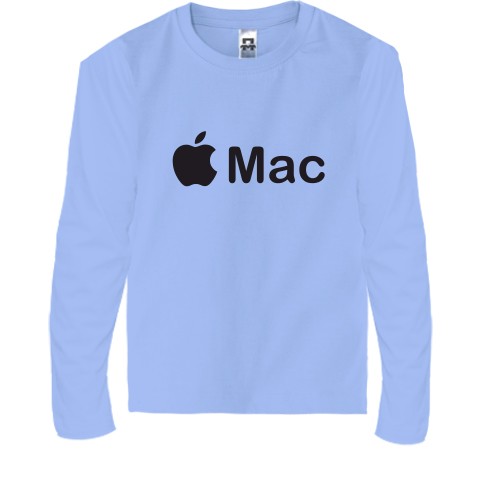 Детский лонгслив с логотипом Apple в виде надкусанного яблока и надписью «Mac»