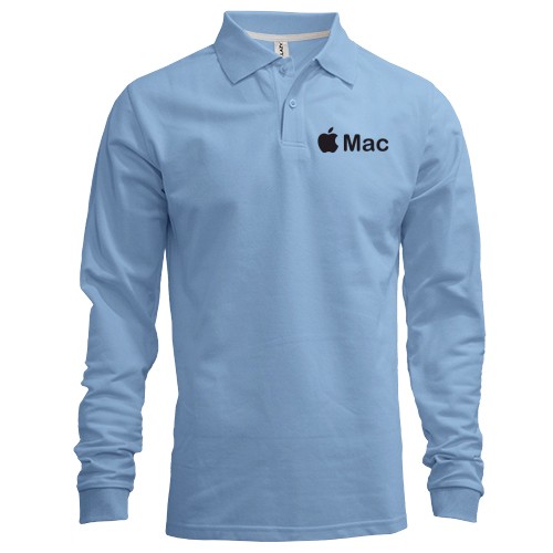 Мужской лонгслив поло с логотипом Apple в виде надкусанного яблока и надписью «Mac»