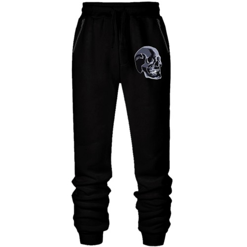 Штаны из футера без начеса с тёмным черепом