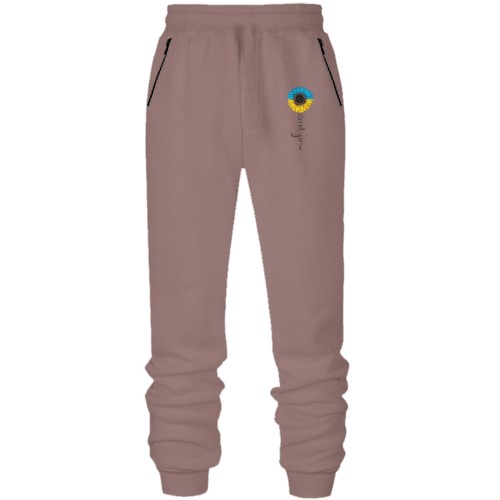 Штаны из футера без начеса с подсолнухом 