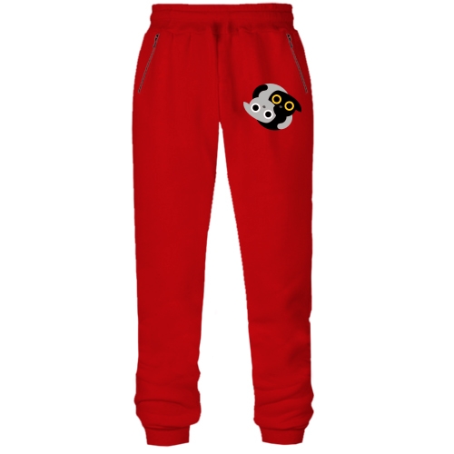 Штаны из футера без начеса с котиками Инь-Янь