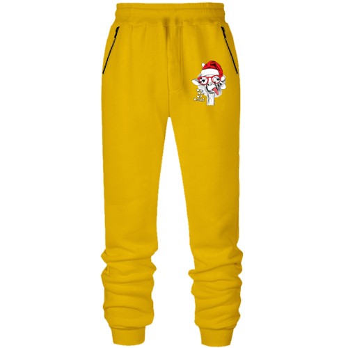 Штаны из футера без начеса с рождественским жирафом