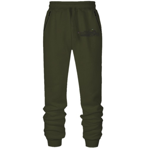 Штаны из футера без начеса с принтом 