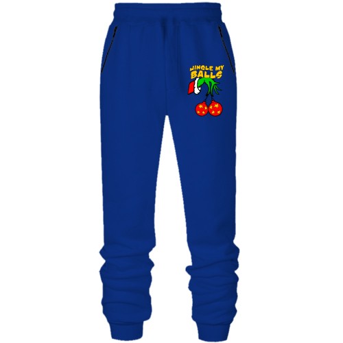 Штаны из футера без начеса с новогодними шарами 