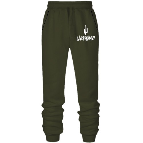Штаны из футера без начеса со стилизованным принтом Ukraine