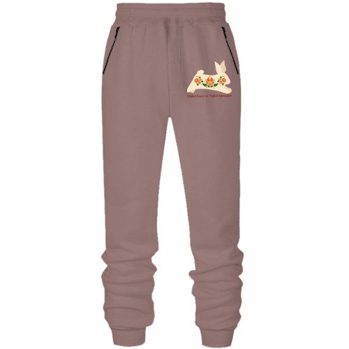 Штани з футера без начісу З Новим Роком та Різдвом (кролик з петриківкою)