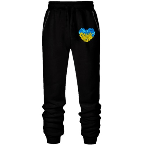 Штаны из футера без начеса Сердце из желто-синих цветов