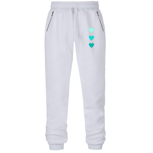 Штаны из футера без начеса с сердечками цвета тиффани