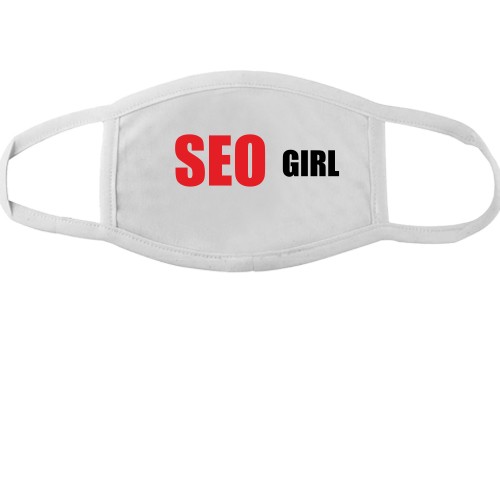 Тканевая маска для лица с надписью «SEO GIRL»