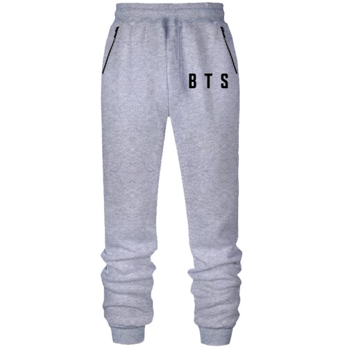 Штаны из футера без начеса BTS (надпись)