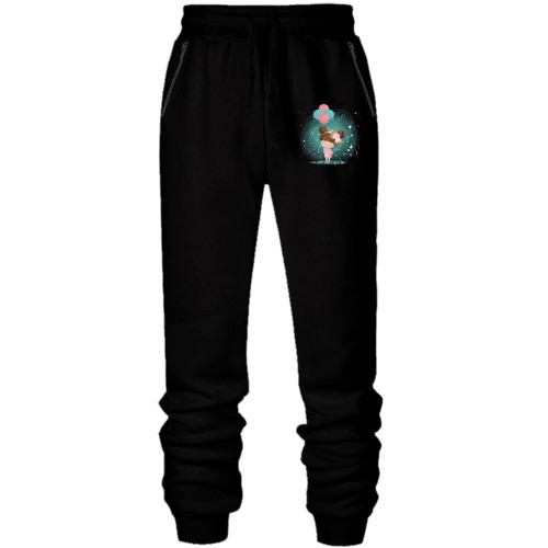 Штаны из футера без начеса Baby girl with balloons