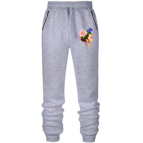 Штани з футера без начісу Baby with flowers