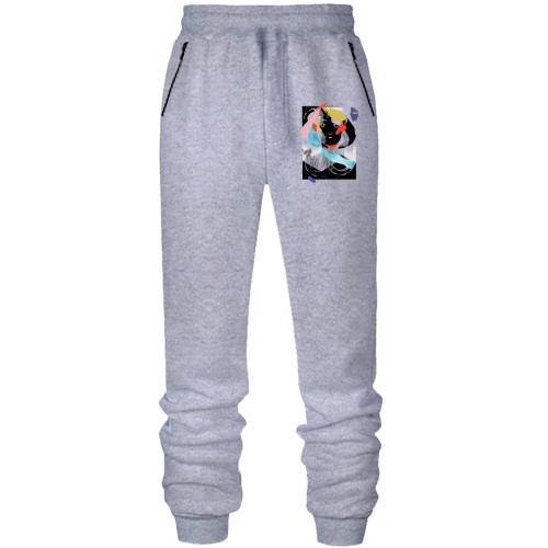 Штаны из футера без начеса Woman portrait abstraction