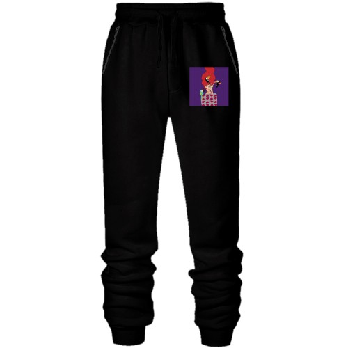 Штаны из футера без начеса Redhead girl with birds