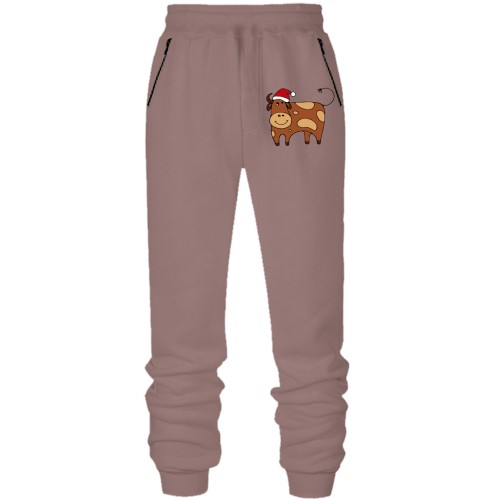 Штаны из футера без начеса Новогодний бык