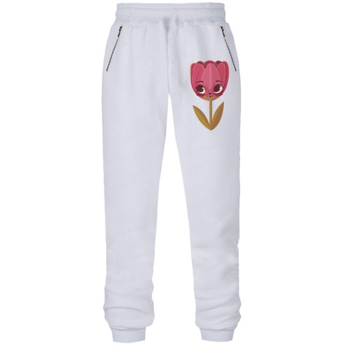 Штани з футера без начісу з мультяшним тюлпаном