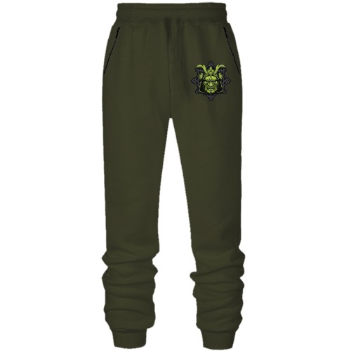 Штаны из футера без начеса со злой маской