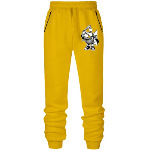 Штаны из футера без начеса с корабликом человечком