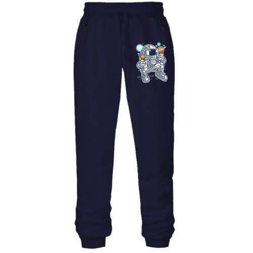 Штани з футера без начісу з космонавтом морозивом планетами