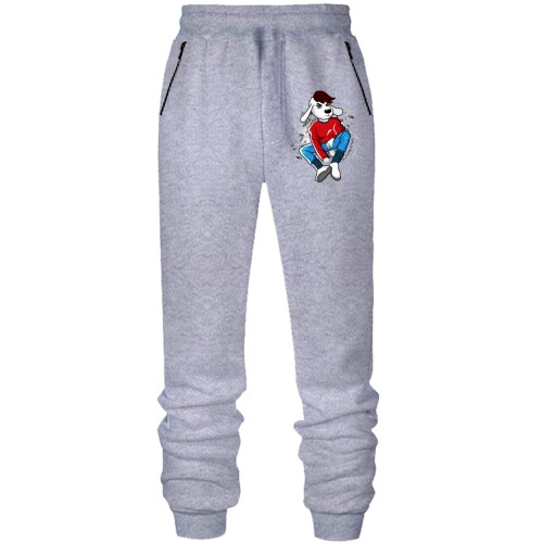 Штаны из футера без начеса с собакой в спортивном костюме