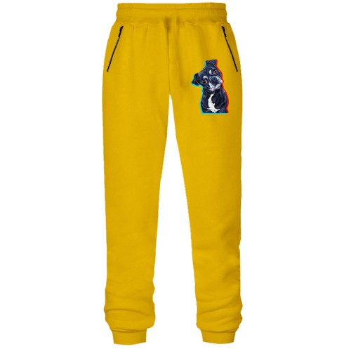 Штаны из футера без начеса с черным бульдогом