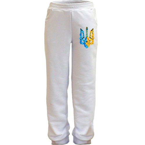 Детские штаны с гербом Украины из желто-синих цветов