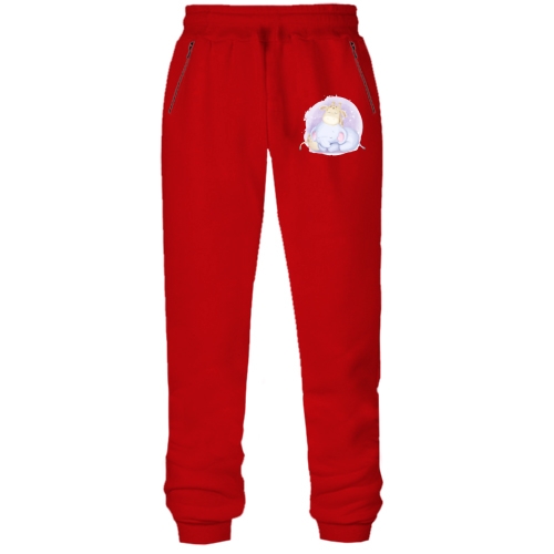 Штаны из футера без начеса с жирафом и слоником