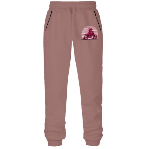 Штаны из футера без начеса с девушкой на мотоцикле